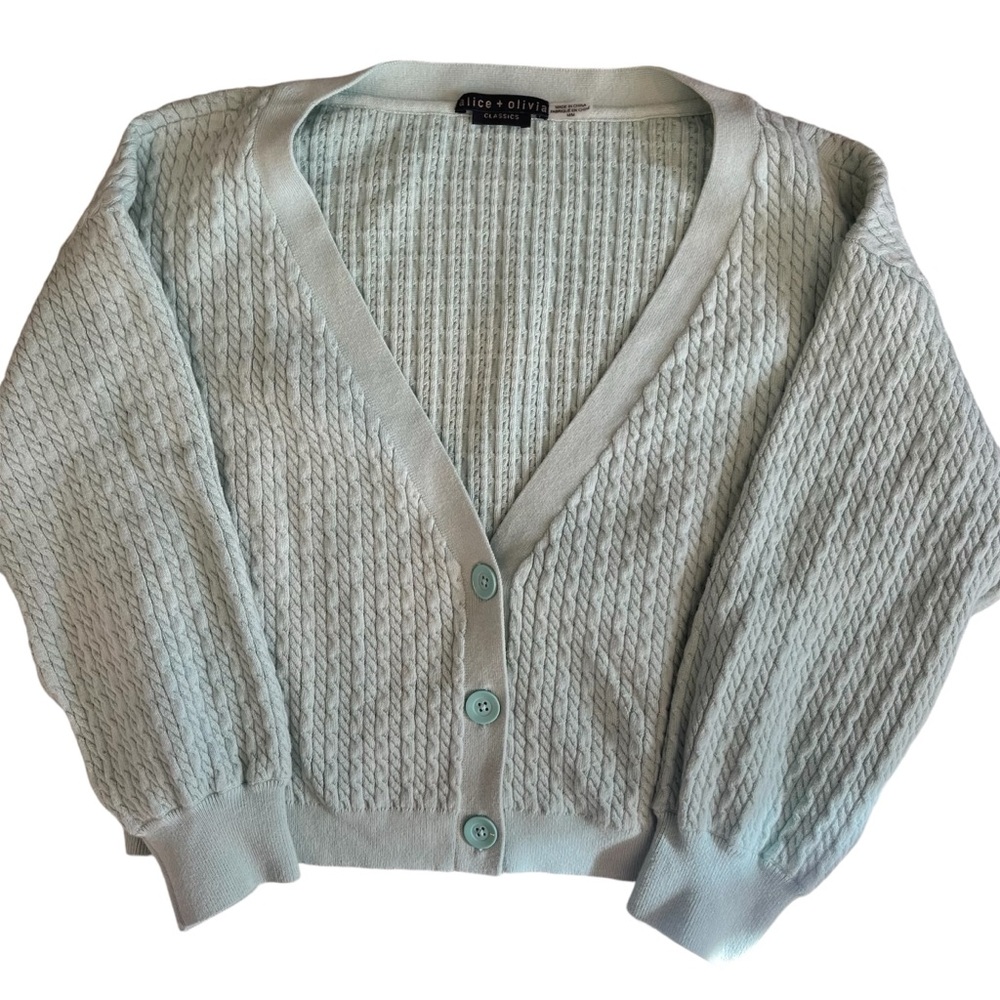 Alice & Olivia Zelina deep-V cardigan in Breeze Color Size M